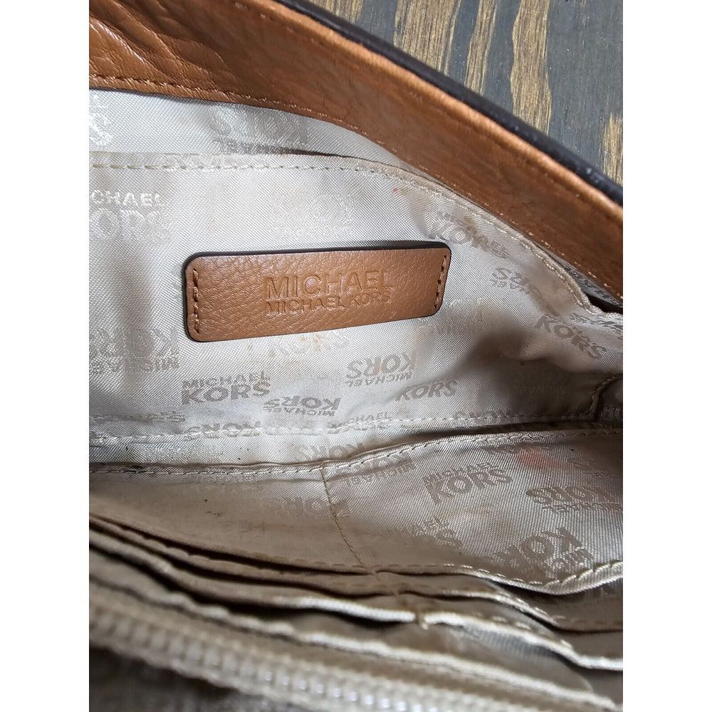 Michael Kors Hamilton Clutch Shoulder Bag Whipped Brown Leather‎ Purse - Picture 7 of 10